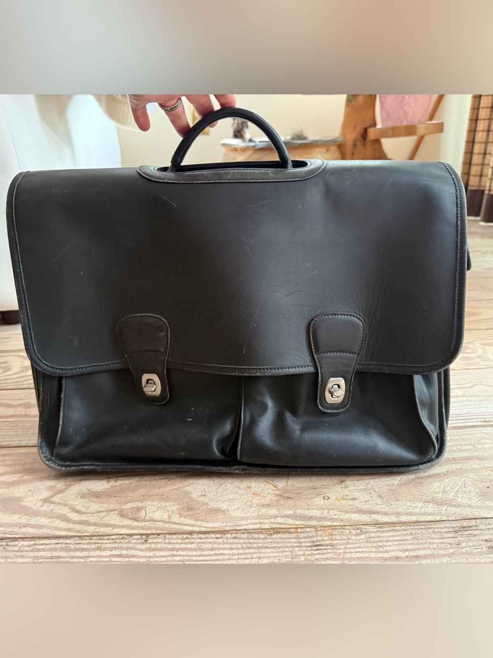 Vintage Coach Black Leather Briefcase